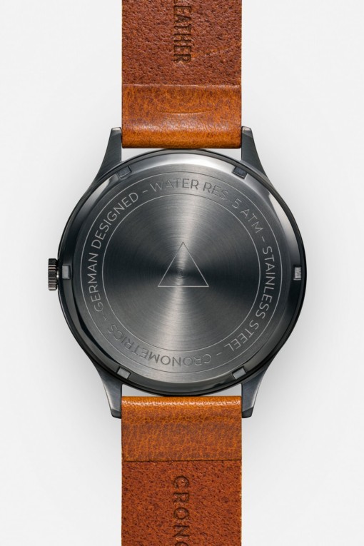 CRONOMETRICS Architect L16 gunmetal / chrome watch (back view)