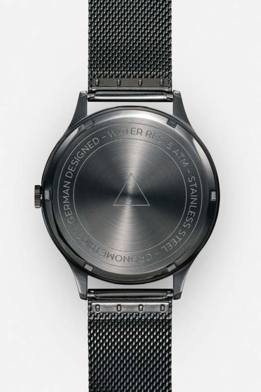 CRONOMETRICS Architect S16 gunmetal / chrome watch (back view)